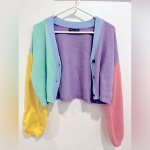 SHEIN Colorful Cardigan Sweater Cropped Top